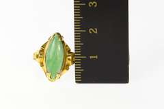 14K Yellow Gold Victorian Ornate Marquise Turquoise Statement Ring