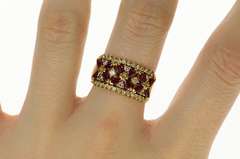 14K Yellow Gold 1.38 Ctw Marquise Ruby Diamond Statement Ring