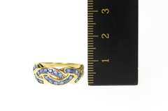 14K Yellow Gold Sapphire Braid Channel Statement Band Ring