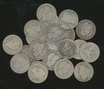 25 assorted Barber Quarters in lower end circs
