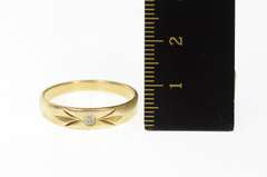 10K Yellow Gold Classic Diamond Grooved Men's Wedding Ring
