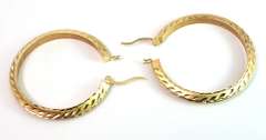 Glittering Textured Hoop Earrings in 14KT Yellow Gold