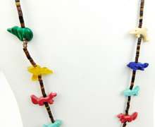 Vintage N.A. Indian Long Gemstone Fetish Necklace