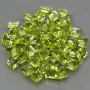 Princess cut Unheated! 7.05ct Peridot set