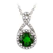 Sterling Silver Chrome Diopside & Diamond Accent Infinity Necklace