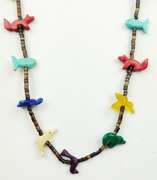 Vintage N.A. Indian Long Gemstone Fetish Necklace