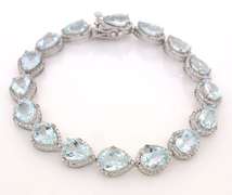Delightful Aquamarine & Diamond Bracelet in Sterling Silver