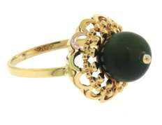 Fabulous 18kt Green Jade Bead Ring