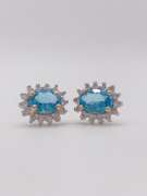 10kt Gold Blue Topaz & Diamond Earrings