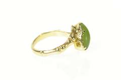 14K Yellow Gold Marquise Nephrite Jade Bamboo Motif Bypass Ring