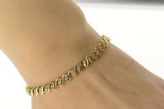 14K Yellow Gold 1.82 Ctw Wavy Diamond Cluster Classic Tennis Bracelet