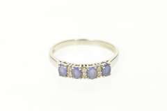 14K White Gold Oval Tanzanite Diamond Wedding Band Ring