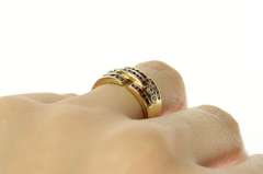 14K Yellow Gold Squared Ruby Diamond Geometric Statement Ring