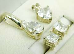 Sterling Silver Cubic Zirconia Pendants & Earrings