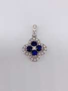 14kt Gold, Blue Sapphire, & Diamond Pendant