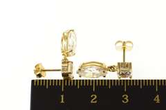 14K Yellow Gold Round Marquise Dangle Cubic Zirconia Earrings