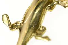 14K Yellow Gold Green Enamel Lizard Ruby Eyed Gecko Pin/Brooch