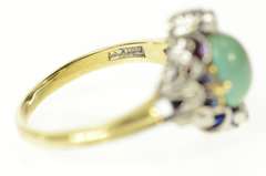 14K Yellow Gold Victorian Turquoise Diamond Engagement Ring