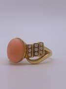 14kt Gold Coral & Diamond Cocktail Ring