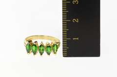 14K Yellow Gold Five Stone Green Tourmaline Statement Band Ring