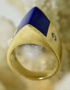 Fabulous Architectural Lapis & Diamond 18K Ring