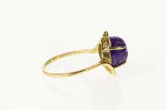 10K Yellow Gold Swirl Carved Amethyst Statement Bypass Ring