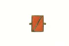 14K Yellow Gold Carnelian Inlay Squared Ornate Lapel Pin/Brooch