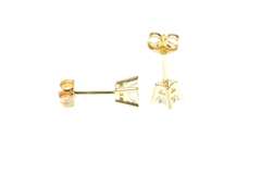 14K Yellow Gold 0.40 Ctw Princess Diamond Solitaire Stud Earrings