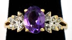 Ethereal Amethyst & Diamond Ring in 14KT Yellow Gold