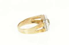 10K Yellow Gold Squared Men's Orange Blossom CZ Wedding Ring