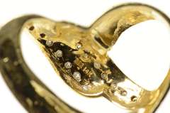 14K Yellow Gold Diamond Inset Curvy Heart Love Symbol Slide Pendant