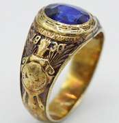 10KT Yellow Gold 1930 Class Ring with Blue Stone
