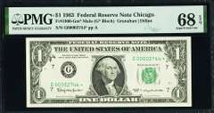 Superb Gem Crisp 1963 $1 Star Note FRB Chicago PMG 68 EPQ!