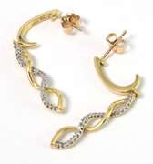 Classy Twisted Diamond Dangle Earrings in Yellow Gold