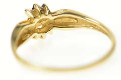 10K Yellow Gold Simple Pearl Two Tone Accent Curved Ring