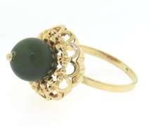 Fabulous 18kt Green Jade Bead Ring