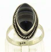 Sterling Silver Oval Black Onyx ring