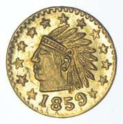 1859 Indian Head California Territorial Gold Round
