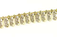 14K Yellow Gold 4.40 Ctw Diamond Bar Curvy Link Tennis Bracelet