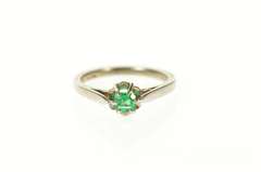 18K White Gold Square Natural Emerald Retro Promise Ring