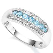 1/4 CT BABY SWISS BLUE TOPAZ & STERLING SILVER BAND RING