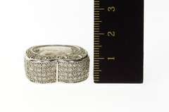 14K White Gold 2.02 Ctw Pave Diamond Heart Statement Band Ring