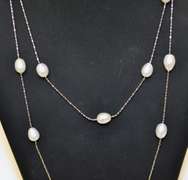 White Pearl Station Necklace
