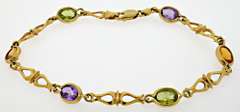 Multi Gemstone 14kt Gold Bracelet