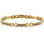18k Gold over Silver Diamond Accent 'X' Link Bracelet