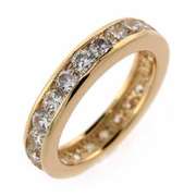18K Gold over 925 Silver CZ Eternity Wedding Band Ring