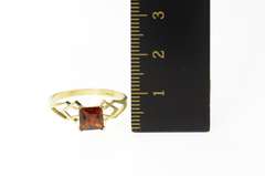 14K Yellow Gold Princess Garnet Ornate Classic Statement Ring