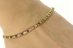 14K Yellow Gold Ruby Cubic Zirconia Classic Tennis Bracelet