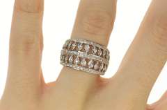 18K White Gold Ornate Tiered Diamond Graduated Statement Ring