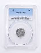 PR67 1938 Mercury Dime - Graded by PCGS